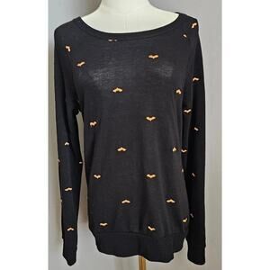 Modern Lux Black Halloween Holiday Orange Bat Cardigan Sweater Sz M Goth